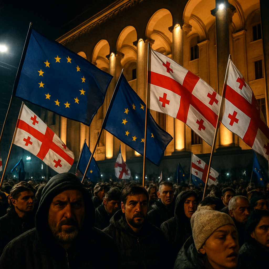 en géorgie, la quatrième nuit de manifestations en faveur de l'union européenne secoue le pays, alors que le premier ministre exclut la tenue de nouvelles élections législatives.