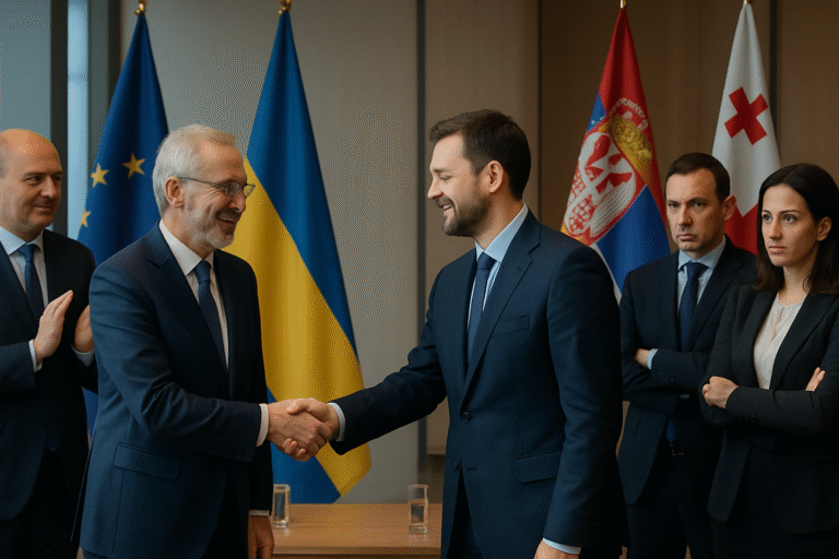 l’union européenne félicite l’ukraine pour ses réformes majeures tout en lançant un avertissement à la serbie et à la géorgie concernant leurs engagements politiques et économiques.