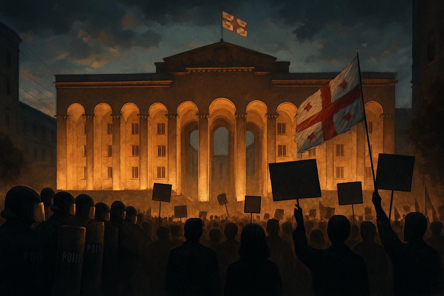 cinq dirigeants de l'opposition géorgienne ont été inculpés pour une tentative de coup d'état après les récentes manifestations, intensifiant la crise politique dans le pays.