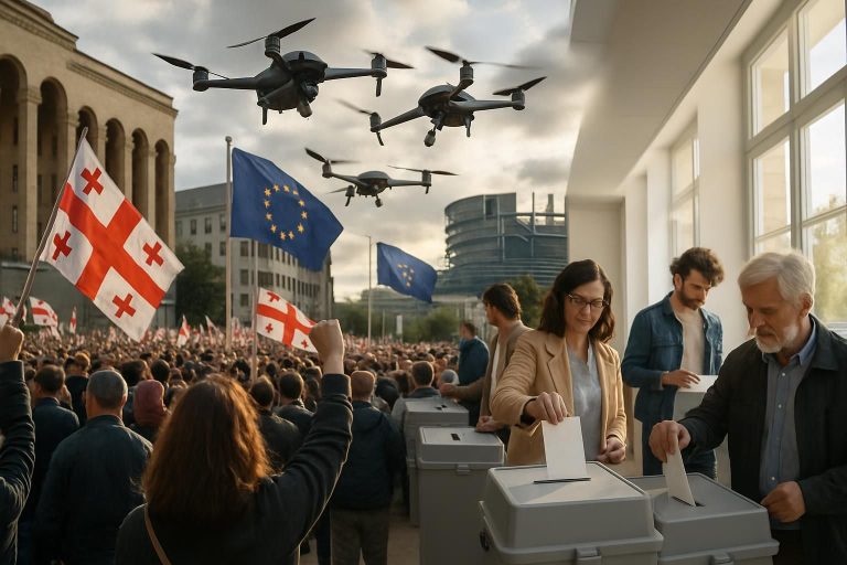 analyse des élections en république tchèque et des manifestations en géorgie, avec un focus sur les défis posés par les drones pour l'union européenne et l'otan.