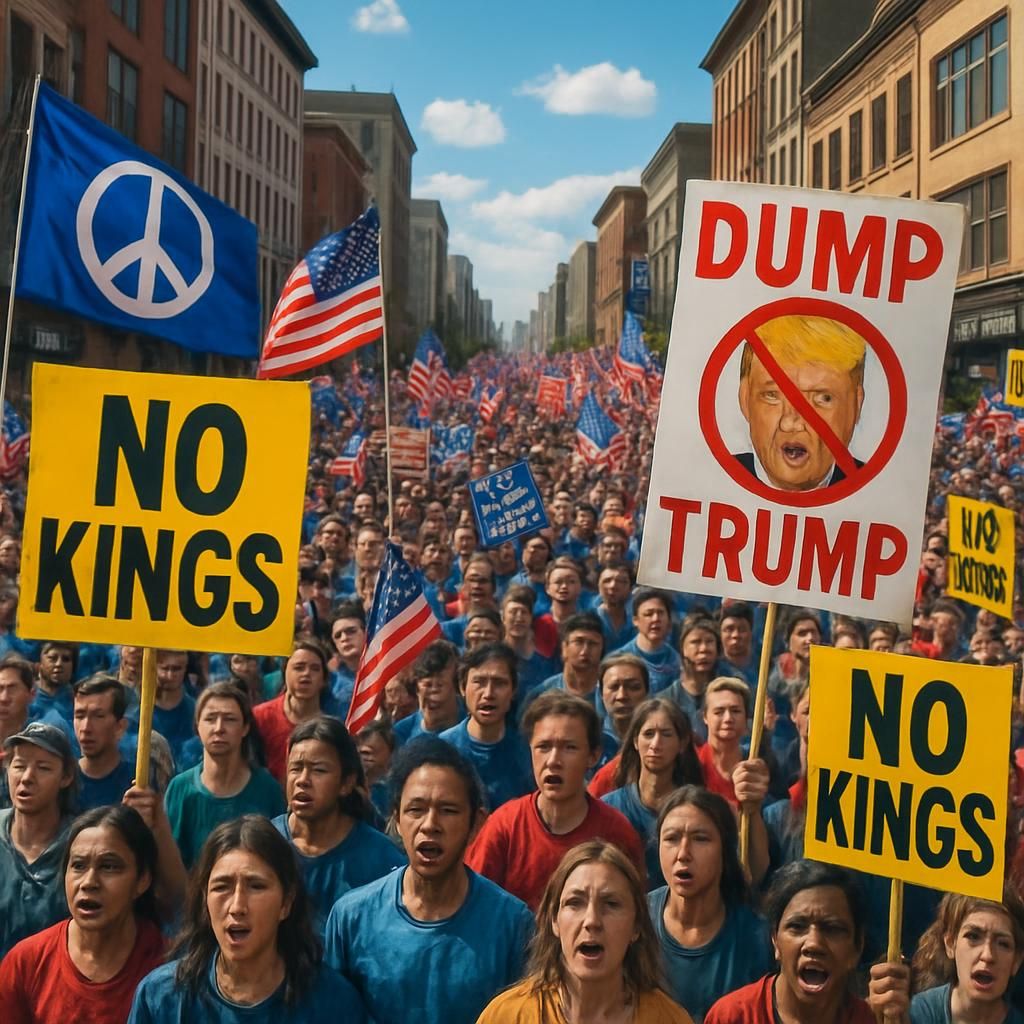 découvrez comment des millions d'américains se mobilisent massivement contre trump avec le slogan « pas de rois, pas d'ice, pas de guerre », revendiquant justice et paix.