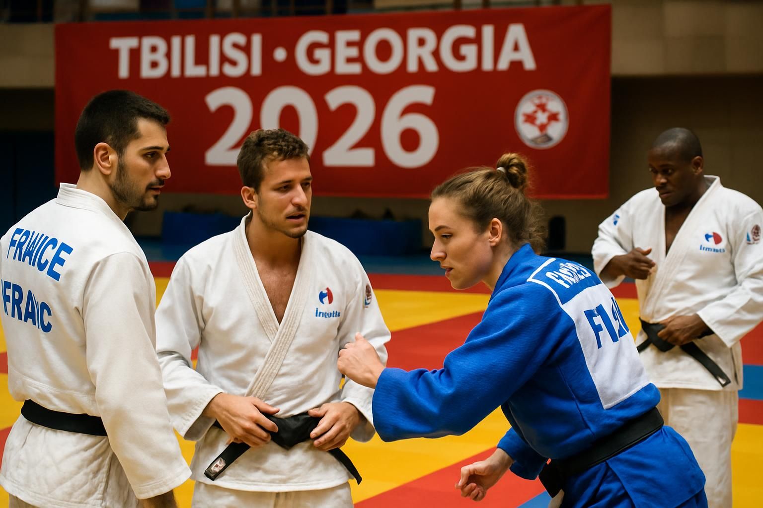 suivez l'équipe de france de judo qui s'envole pour la géorgie, prête à défendre ses titres européens avec passion et détermination.