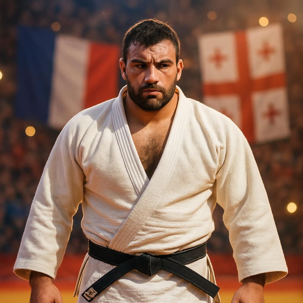 luka mkheidze, champion d'europe de judo, exprime son émotion en dédiant son titre d'or à sa famille en géorgie, son pays d'origine.