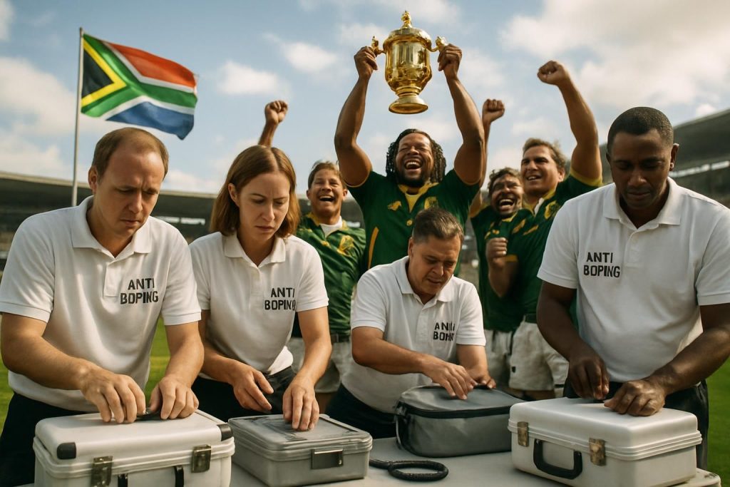 l'afrique du sud diminue fortement ses contrôles antidopage alors que les springboks fêtent leur victoire en coupe, soulevant des questions sur l'intégrité du sport.